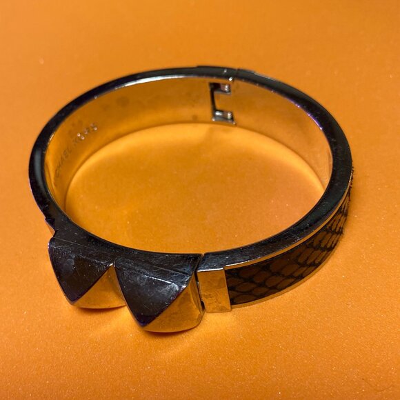 Michael Kors Silver Tone Hinged Bangle Bracelet - Picture 2 of 4